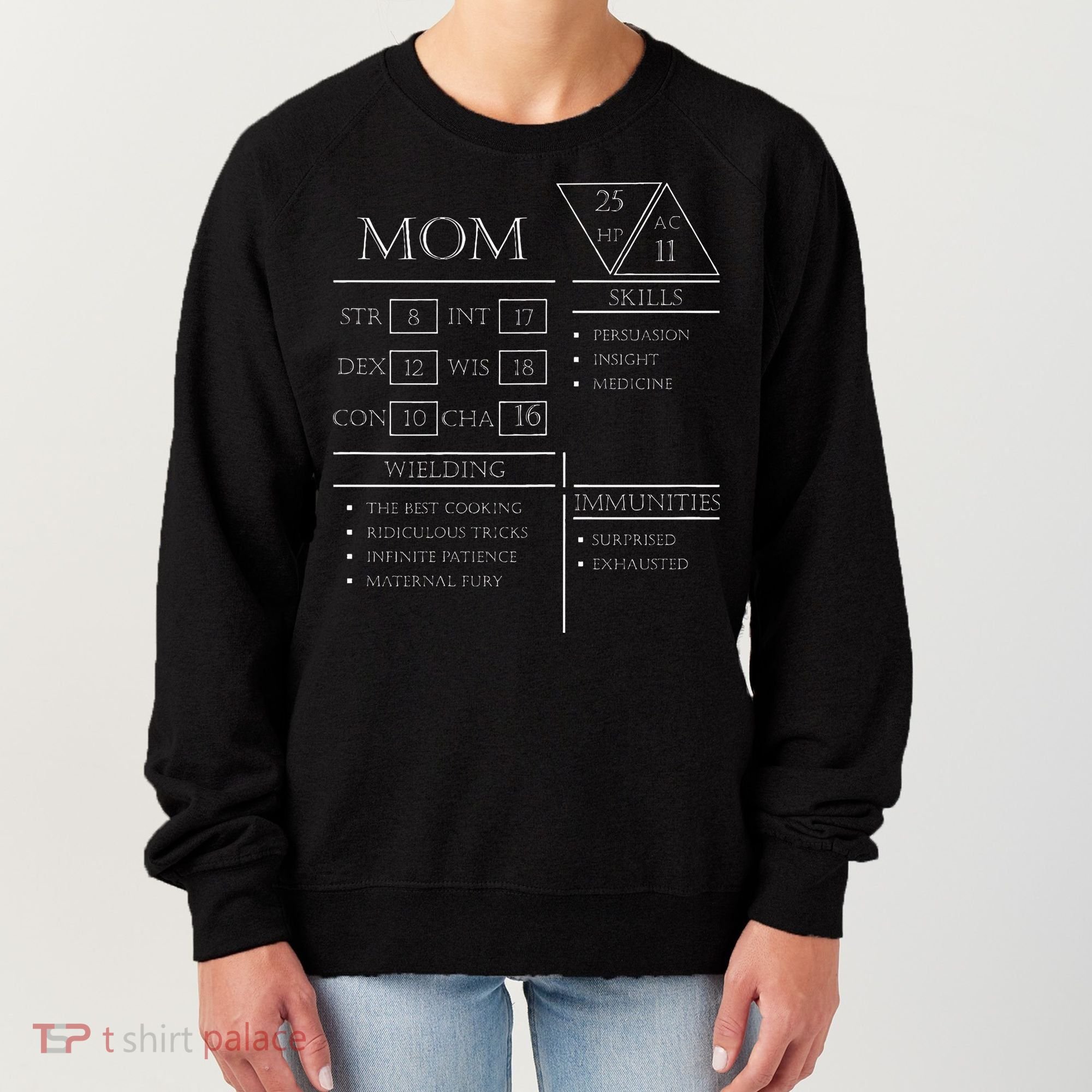Roleplaying Dice Gamer Dragon Mom Stat Skills Wielding Women's Sweatshirt