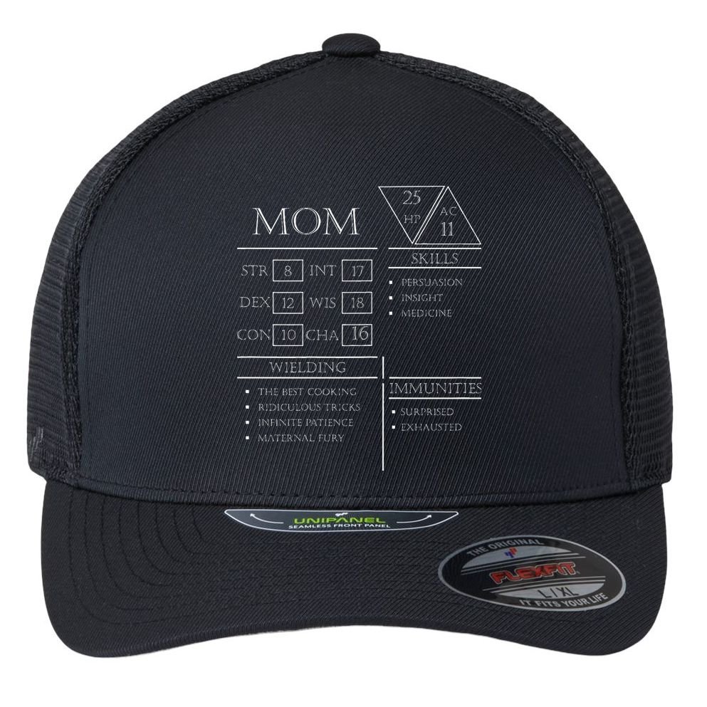 Roleplaying Dice Gamer Dragon Mom Stat Skills Wielding Flexfit Unipanel Trucker Cap