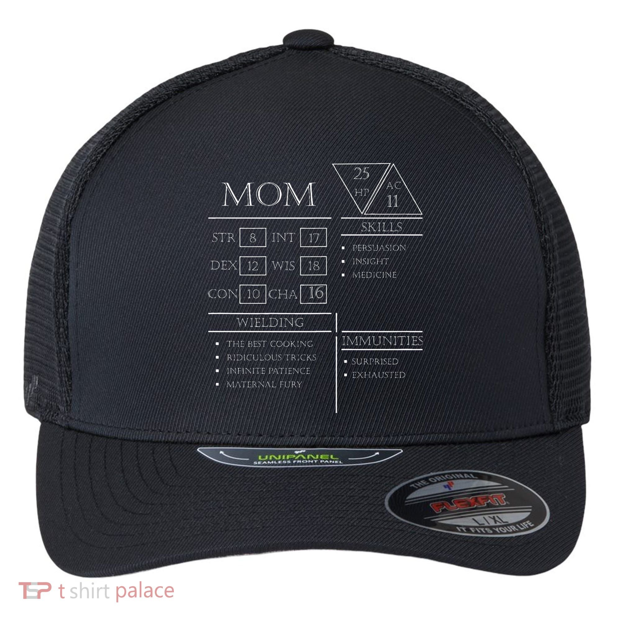 Roleplaying Dice Gamer Dragon Mom Stat Skills Wielding Flexfit Unipanel Trucker Cap