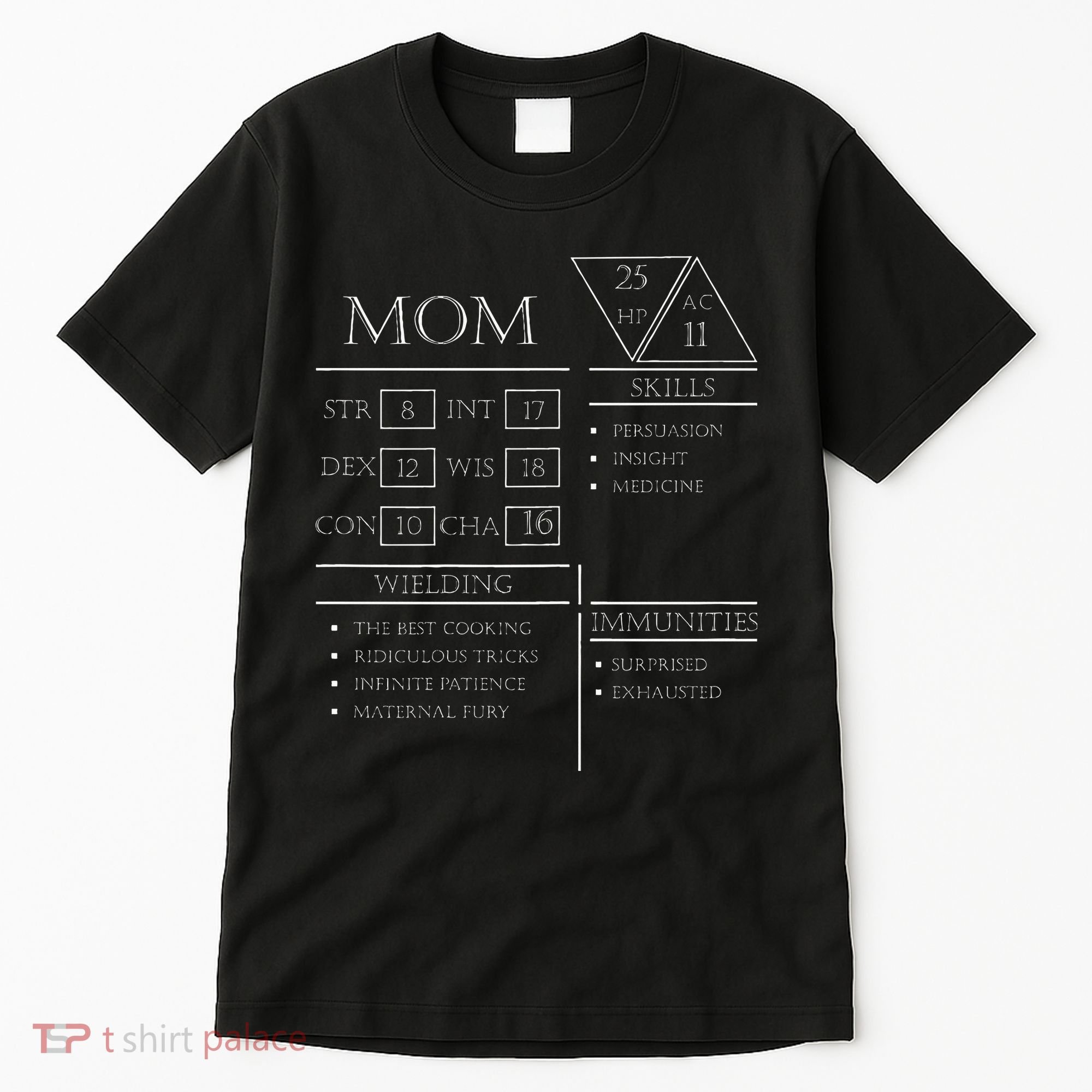Roleplaying Dice Gamer Dragon Mom Stat Skills Wielding Tall T-Shirt