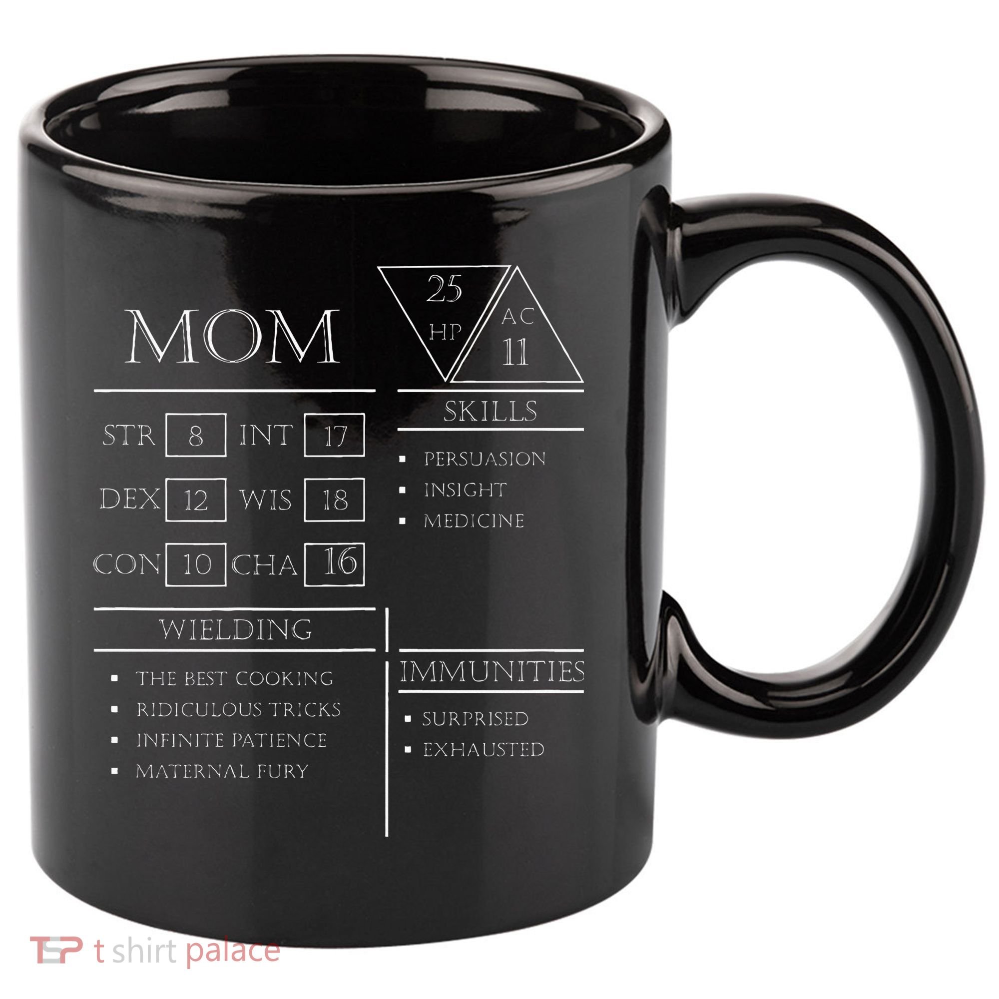 Roleplaying Dice Gamer Dragon Mom Stat Skills Wielding 11oz C Handle Ceramic Mug