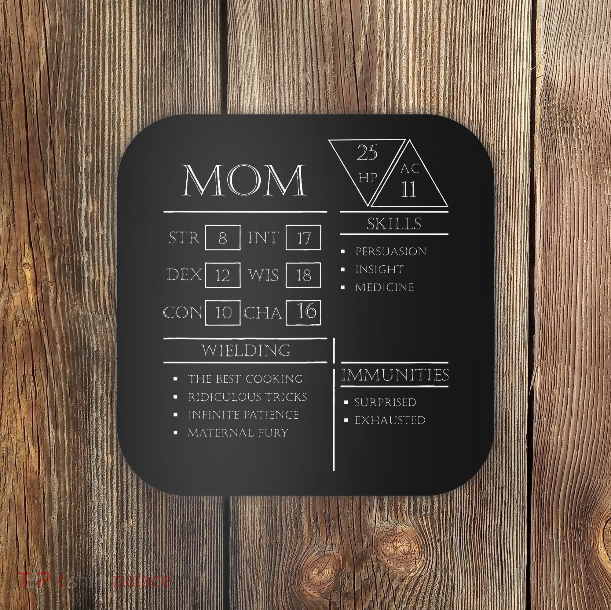 Roleplaying Dice Gamer Dragon Mom Stat Skills Wielding Coaster
