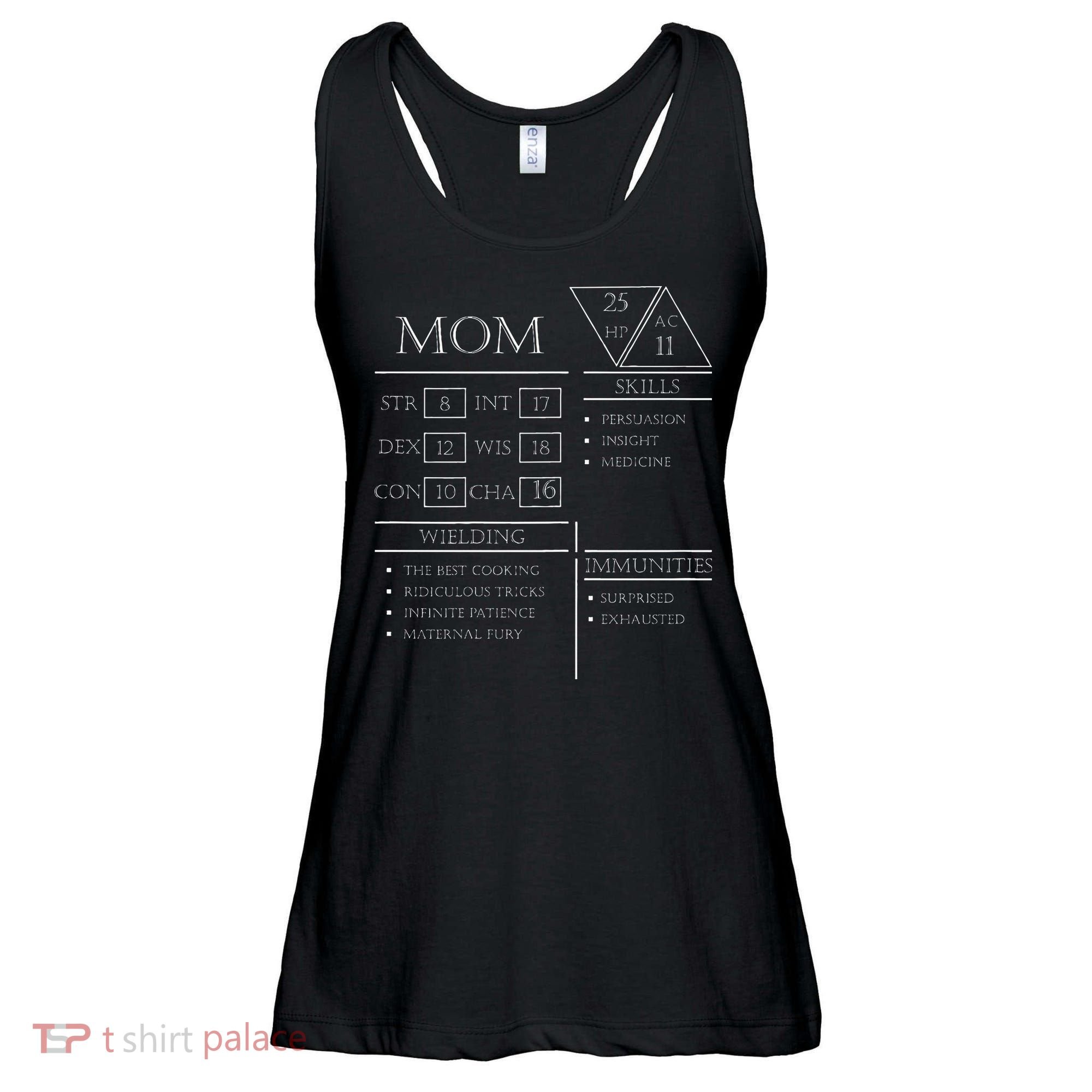 Roleplaying Dice Gamer Dragon Mom Stat Skills Wielding Ladies Essential Flowy Tank