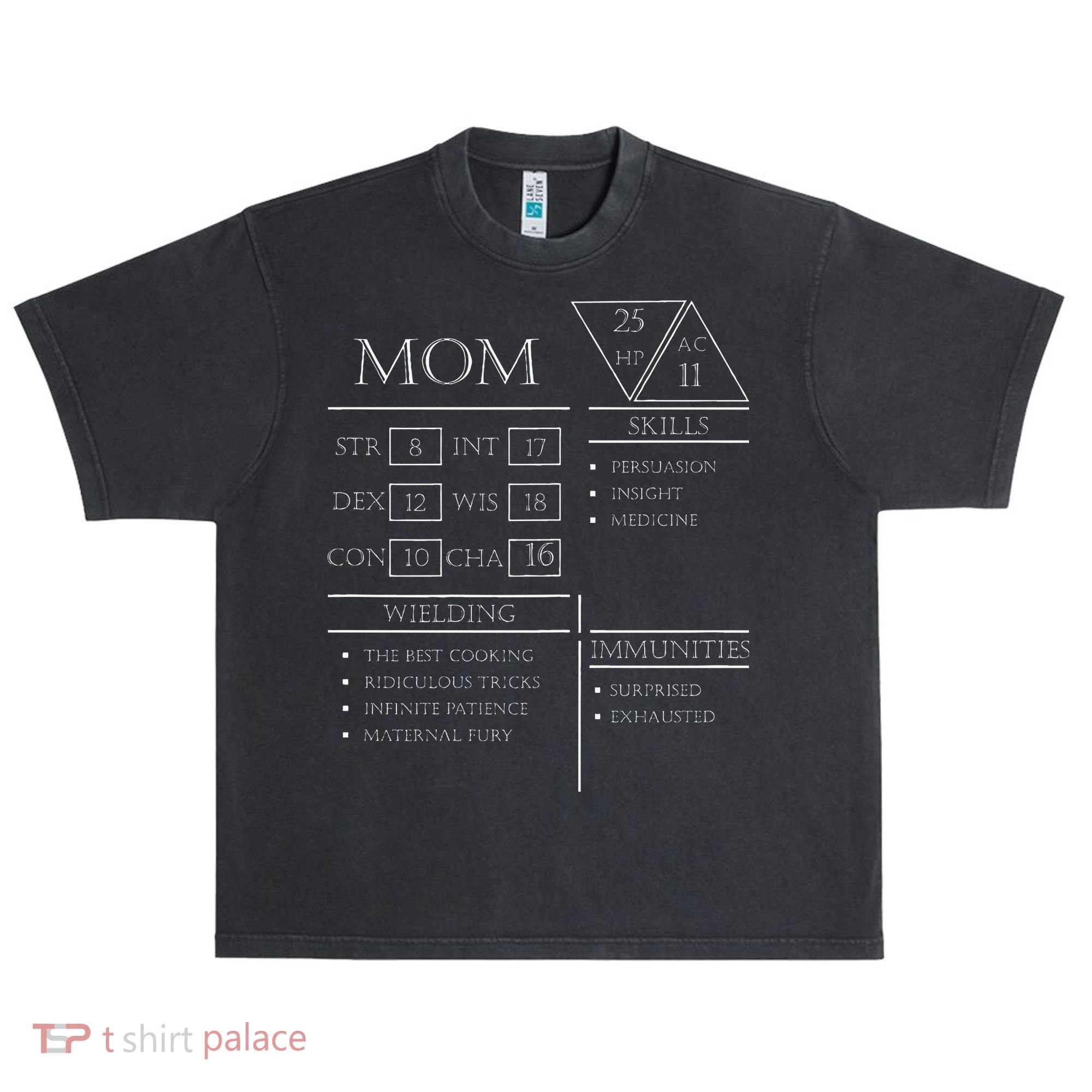 Roleplaying Dice Gamer Dragon Mom Stat Skills Wielding Urban Oversized Heavyweight T-Shirt