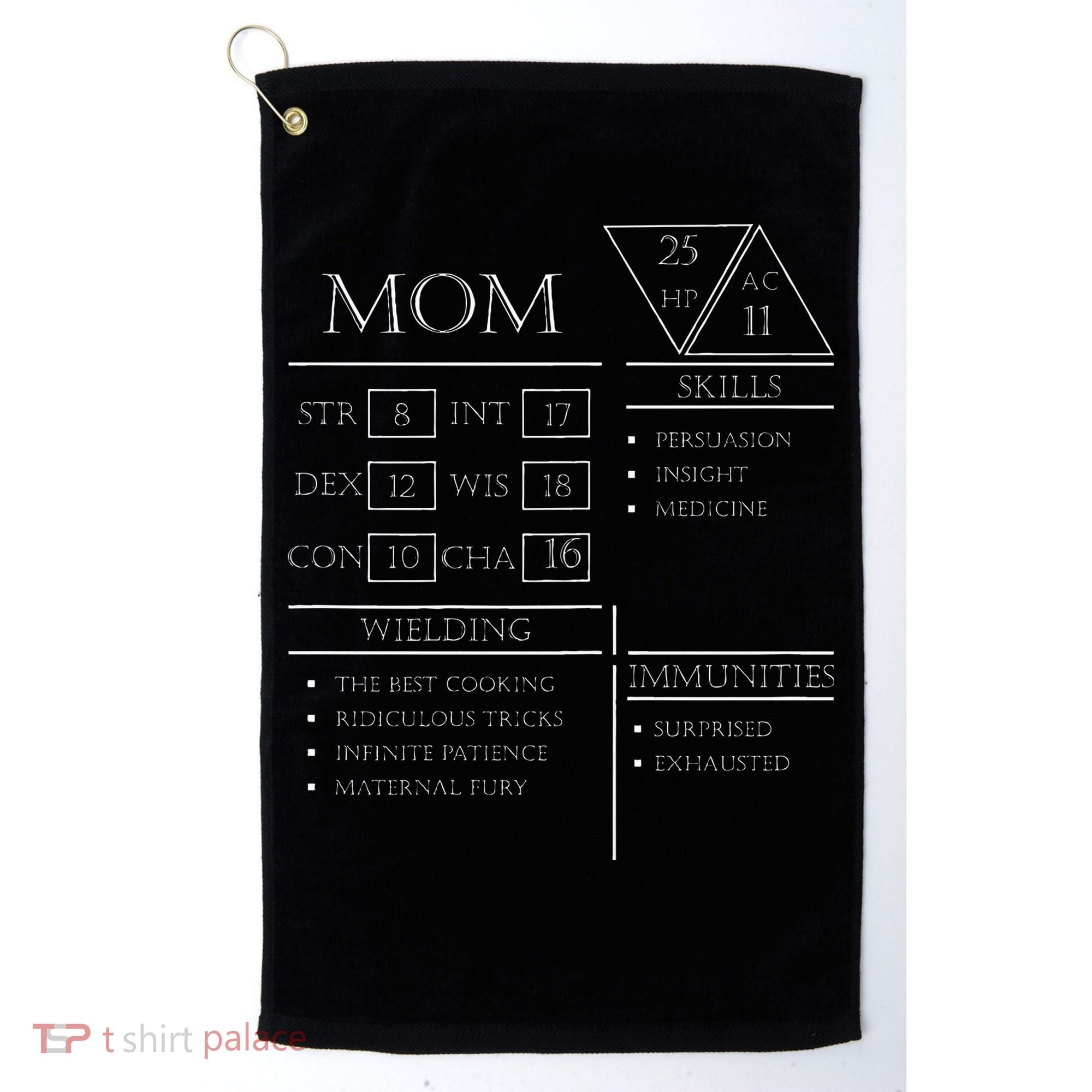 Roleplaying Dice Gamer Dragon Mom Stat Skills Wielding Golf Towel