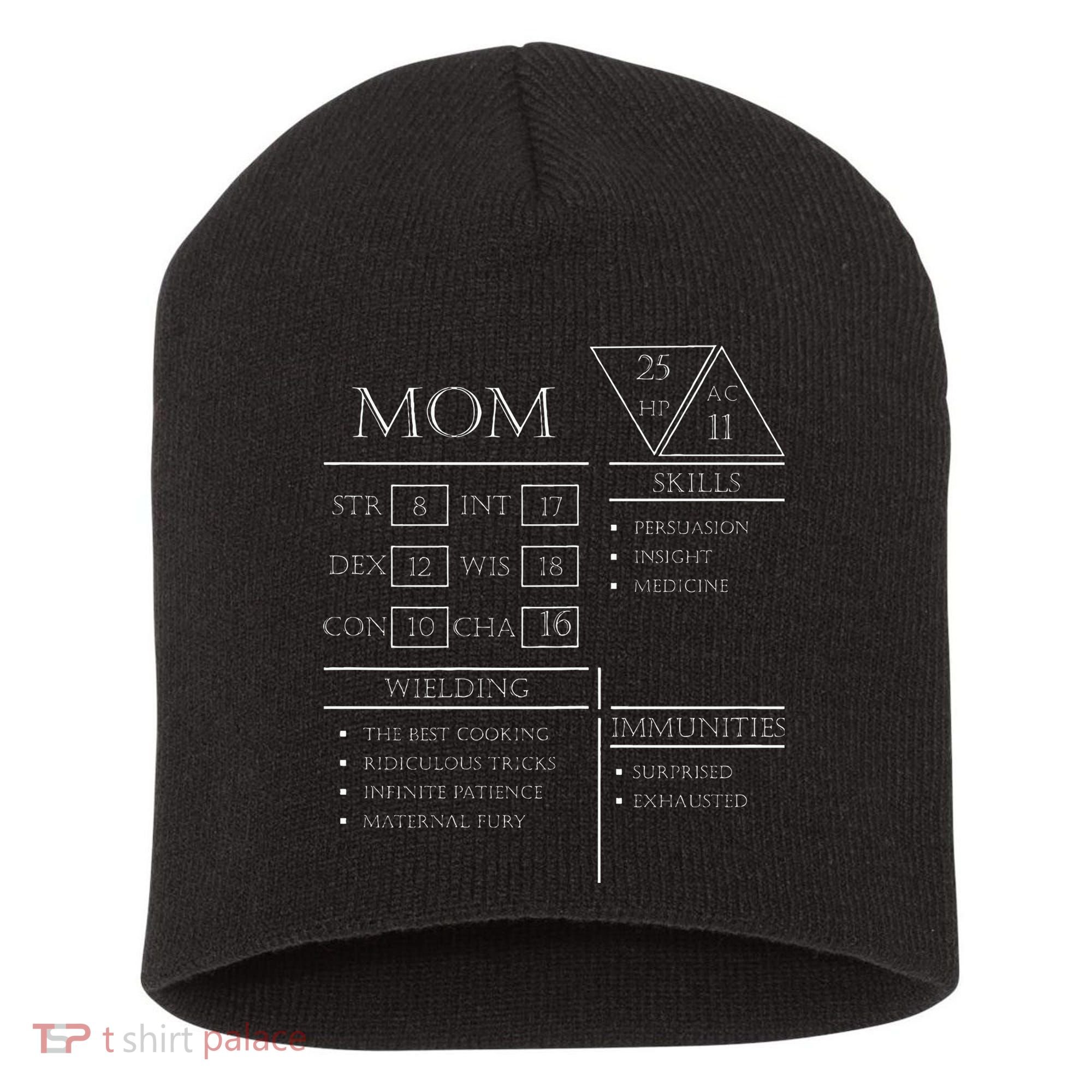 Roleplaying Dice Gamer Dragon Mom Stat Skills Wielding Short Acrylic Beanie