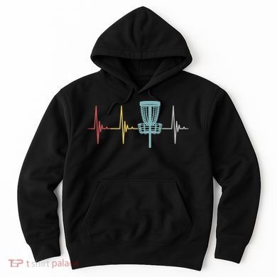 Retro Disc Golf Basket Vintage Heartbeat Golfer Hoodie