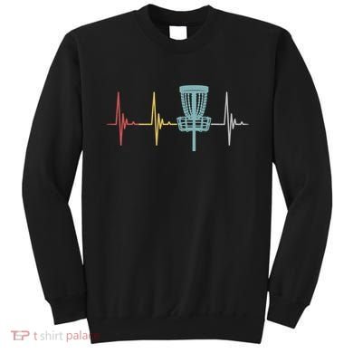 Retro Disc Golf Basket Vintage Heartbeat Golfer Sweatshirt