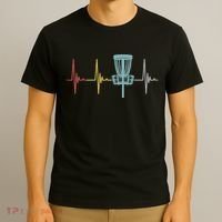 Retro Disc Golf Basket Vintage Heartbeat Golfer T-Shirt thumb 3