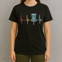Retro Disc Golf Basket Vintage Heartbeat Golfer T-Shirt thumb 4
