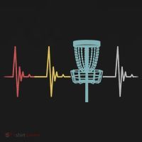 Retro Disc Golf Basket Vintage Heartbeat Golfer T-Shirt thumb 7