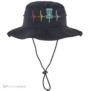 Retro Disc Golf Basket Vintage Heartbeat Golfer Bucket Hat