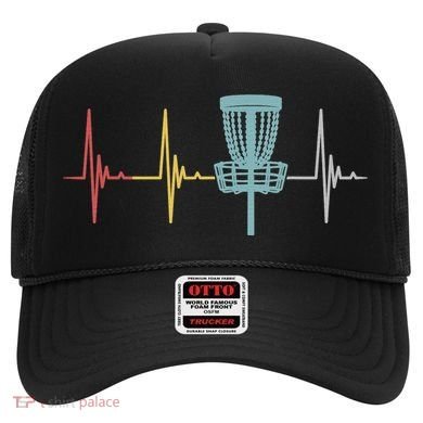 Retro Disc Golf Basket Vintage Heartbeat Golfer Hat