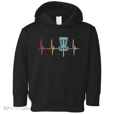 Retro Disc Golf Basket Vintage Heartbeat Golfer Toddler Hoodie