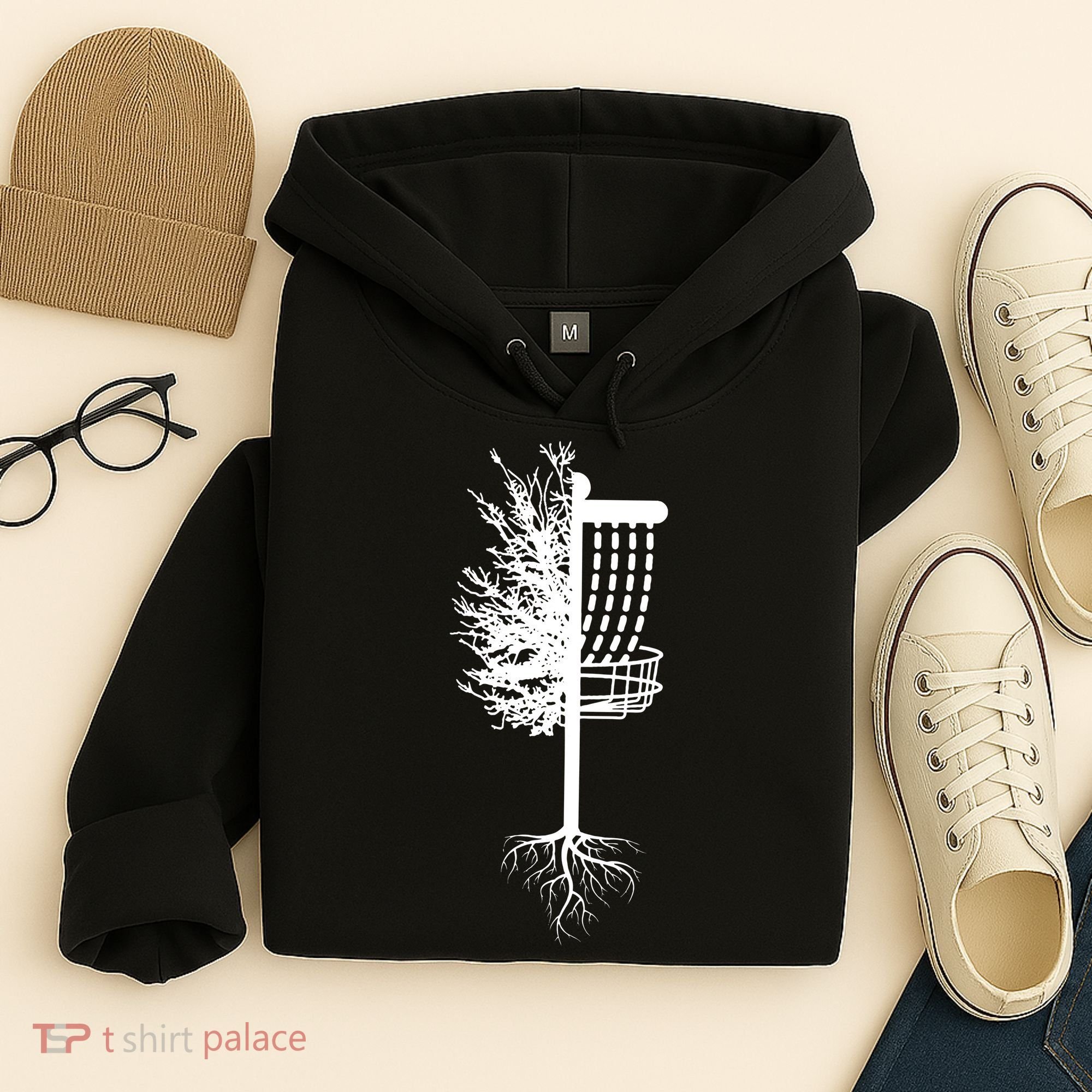 Retro Disc Golf Basket Tree Frisbee Golf Matching Hoodie