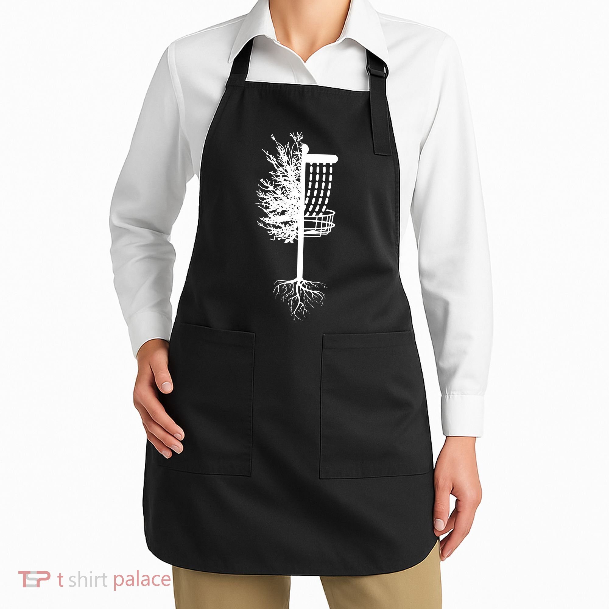 Retro Disc Golf Basket Tree Frisbee Golf Matching Apron