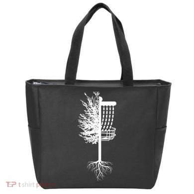 Retro Disc Golf Basket Tree Frisbee Golf Matching Tote Bag