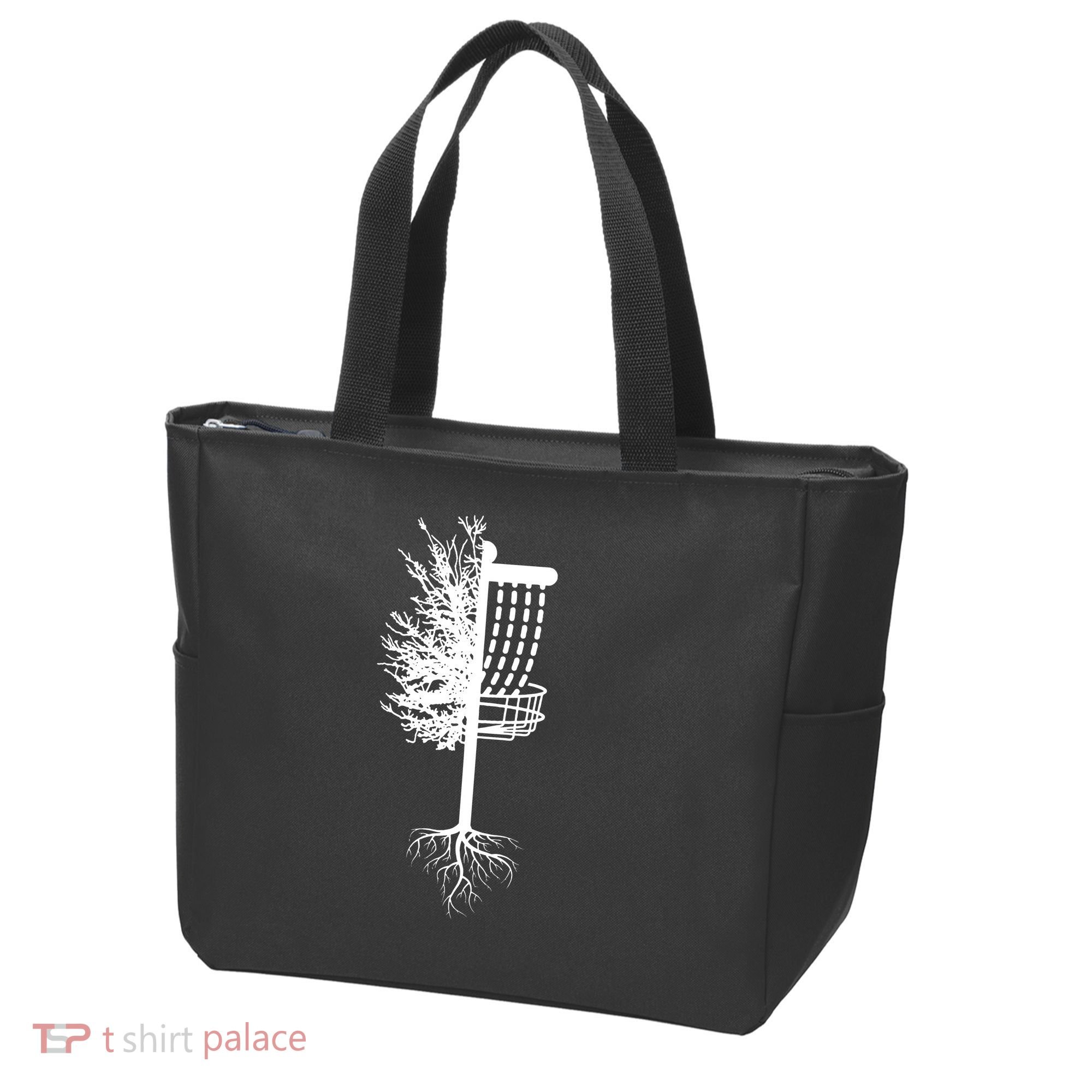 Retro Disc Golf Basket Tree Frisbee Golf Matching Tote Bag