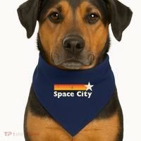 Retro Distressed Houston Baseball Space City USA-Made Doggie Bandana thumb 1
