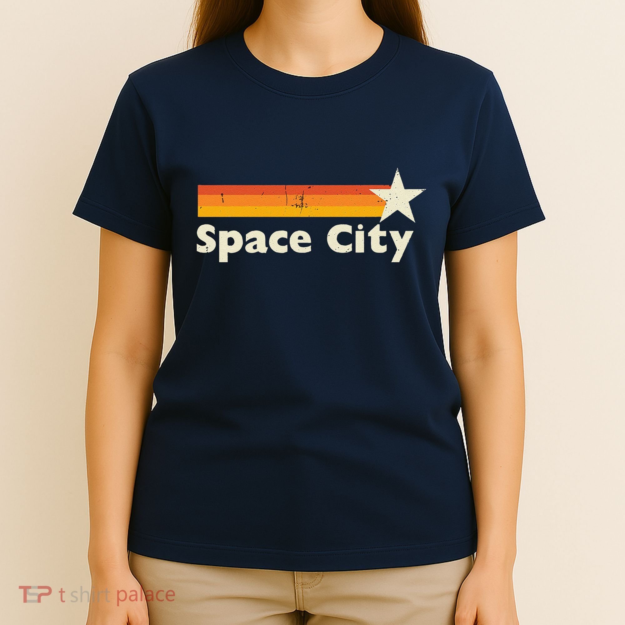 Retro Distressed Houston Baseball Space City T-Shirt