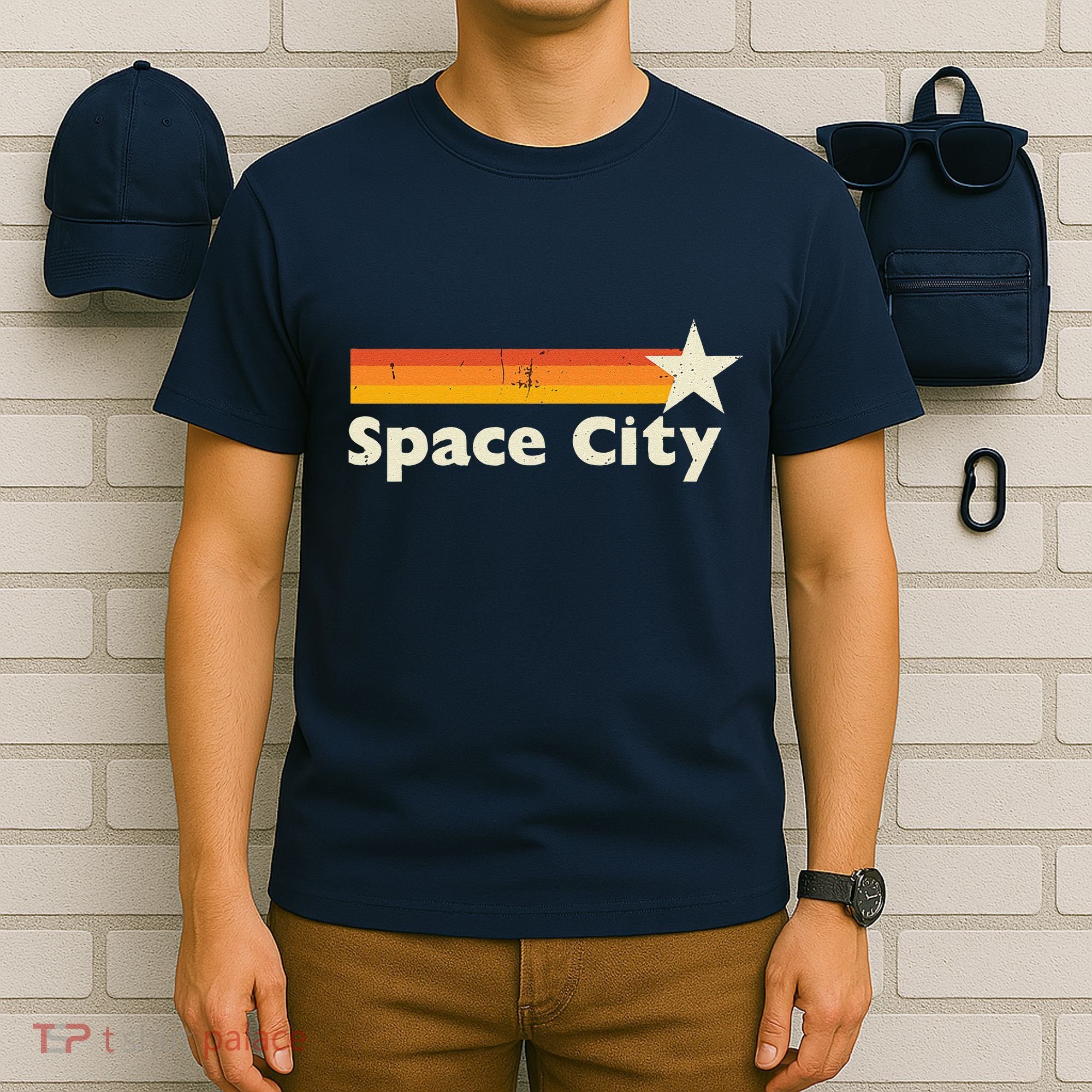 Retro Distressed Houston Baseball Space City T-Shirt