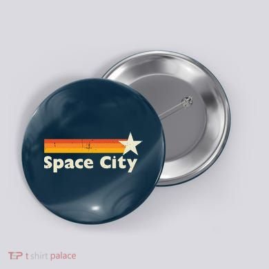 Retro Distressed Houston Baseball Space City Button