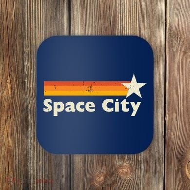 Retro Distressed Houston Baseball Space City Coaster