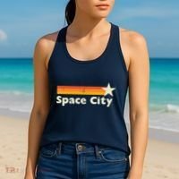 Retro Distressed Houston Baseball Space City Women's Tank Top thumb 2