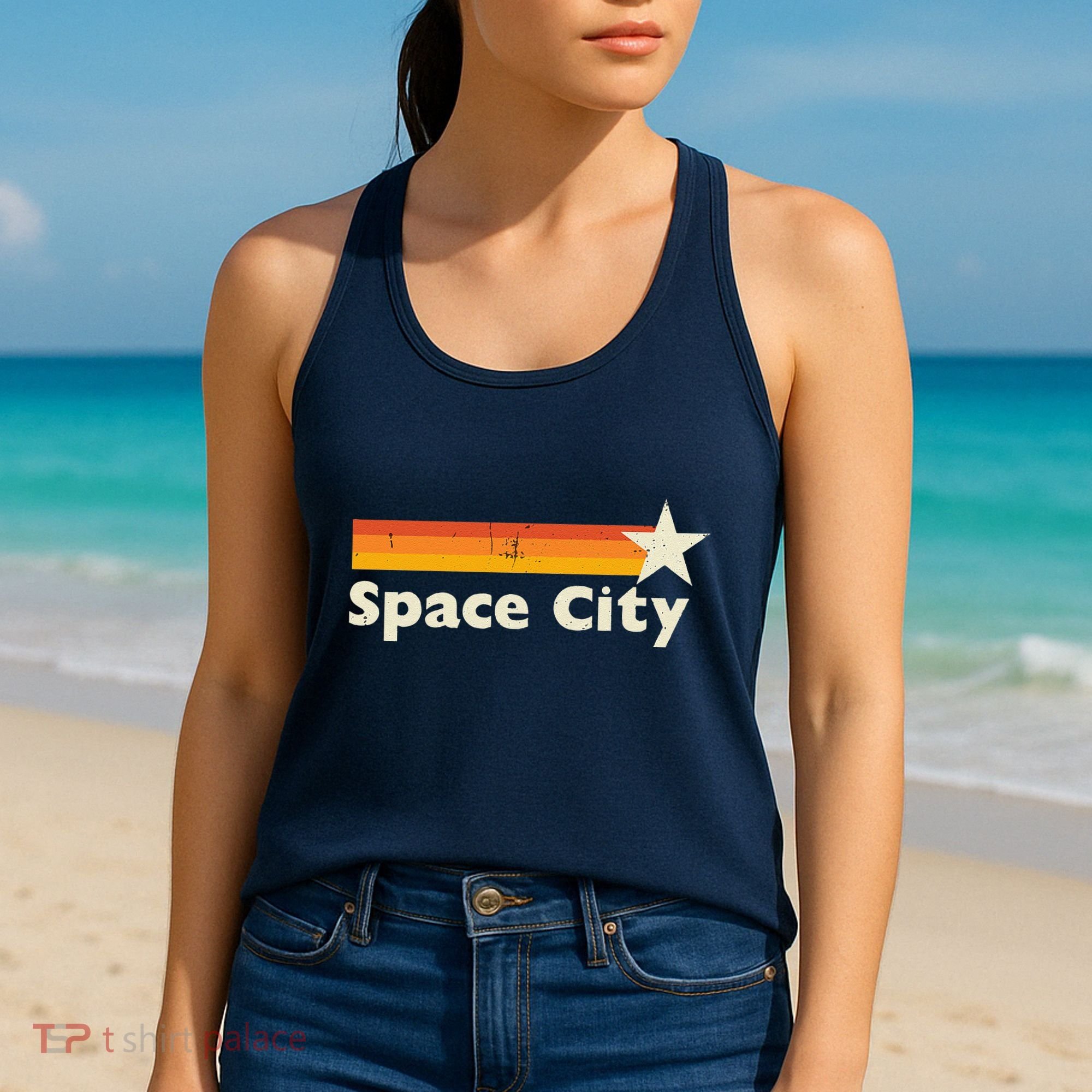 Retro Distressed Houston Baseball Space City Women's Tank Top