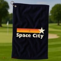 Retro Distressed Houston Baseball Space City Golf Towel thumb 1