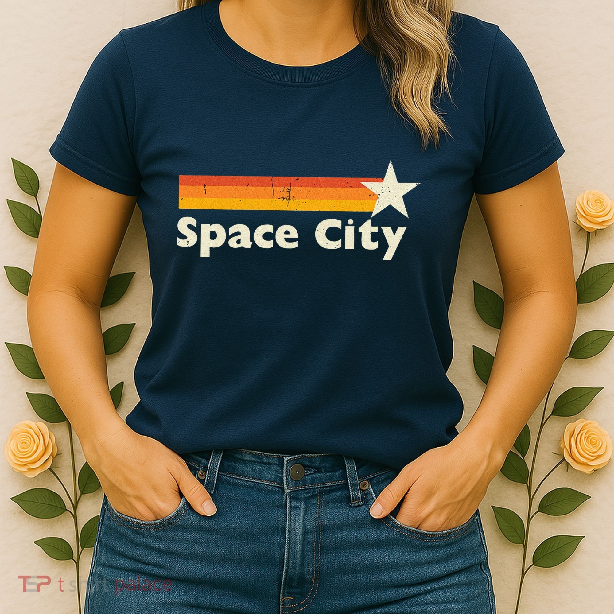 Retro Distressed Houston Baseball Space City Women's T-Shirt