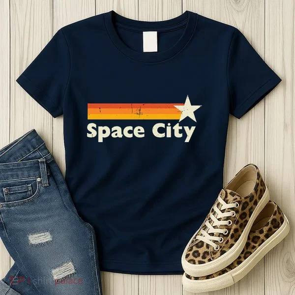 Retro Distressed Houston Baseball Space City Women's T-Shirt