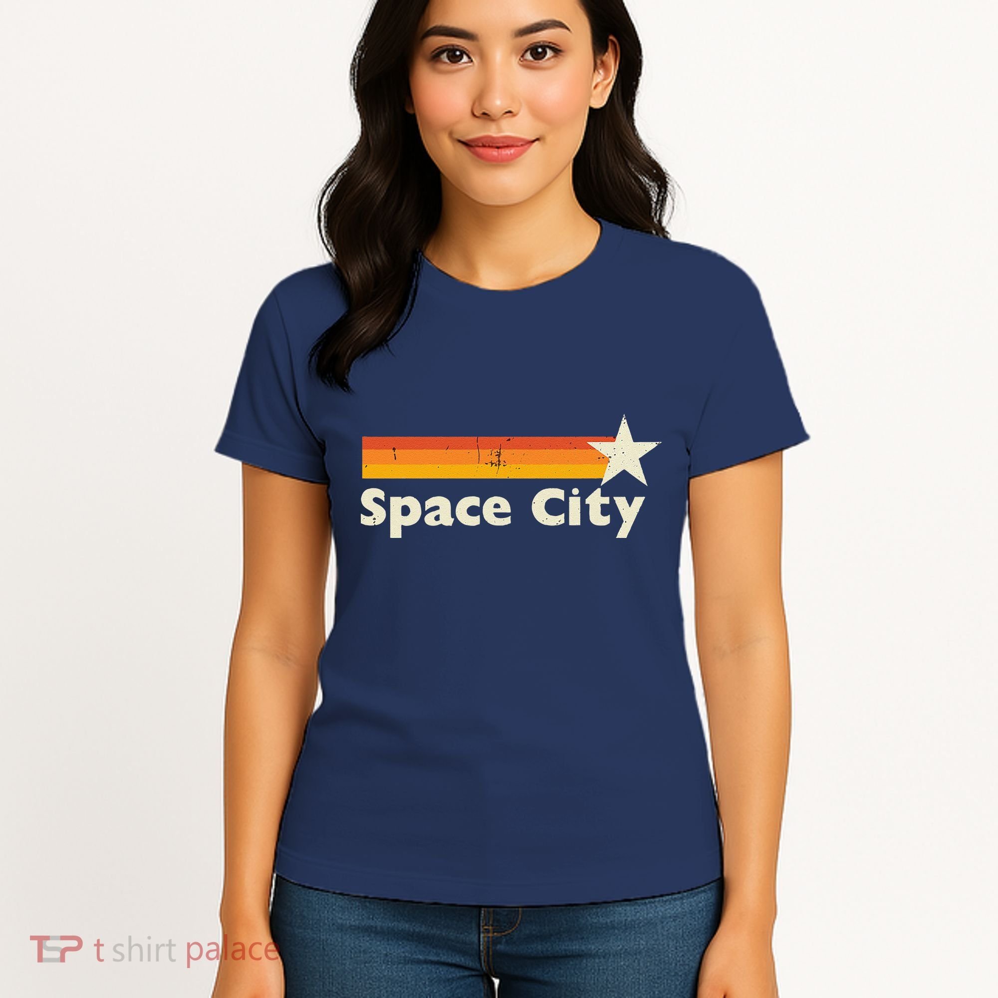 Retro Distressed Houston Baseball Space City Women's T-Shirt