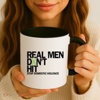 Real Don't Hit Stop Domestic Violence Awareness Cool Gift Coffee Mug thumb 3