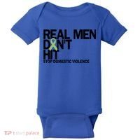 Real Don't Hit Stop Domestic Violence Awareness Cool Gift Baby Bodysuit thumb 0