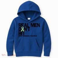 Real Don't Hit Stop Domestic Violence Awareness Cool Gift Kids Hoodie thumb 0