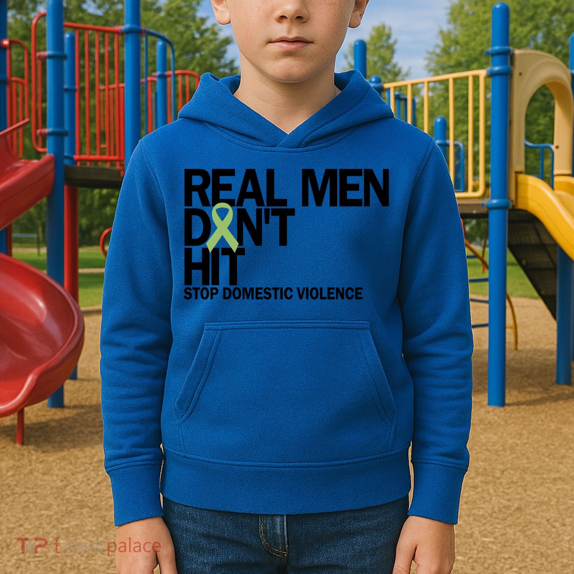 Real Don't Hit Stop Domestic Violence Awareness Cool Gift Kids Hoodie