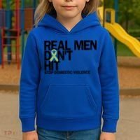 Real Don't Hit Stop Domestic Violence Awareness Cool Gift Kids Hoodie thumb 3