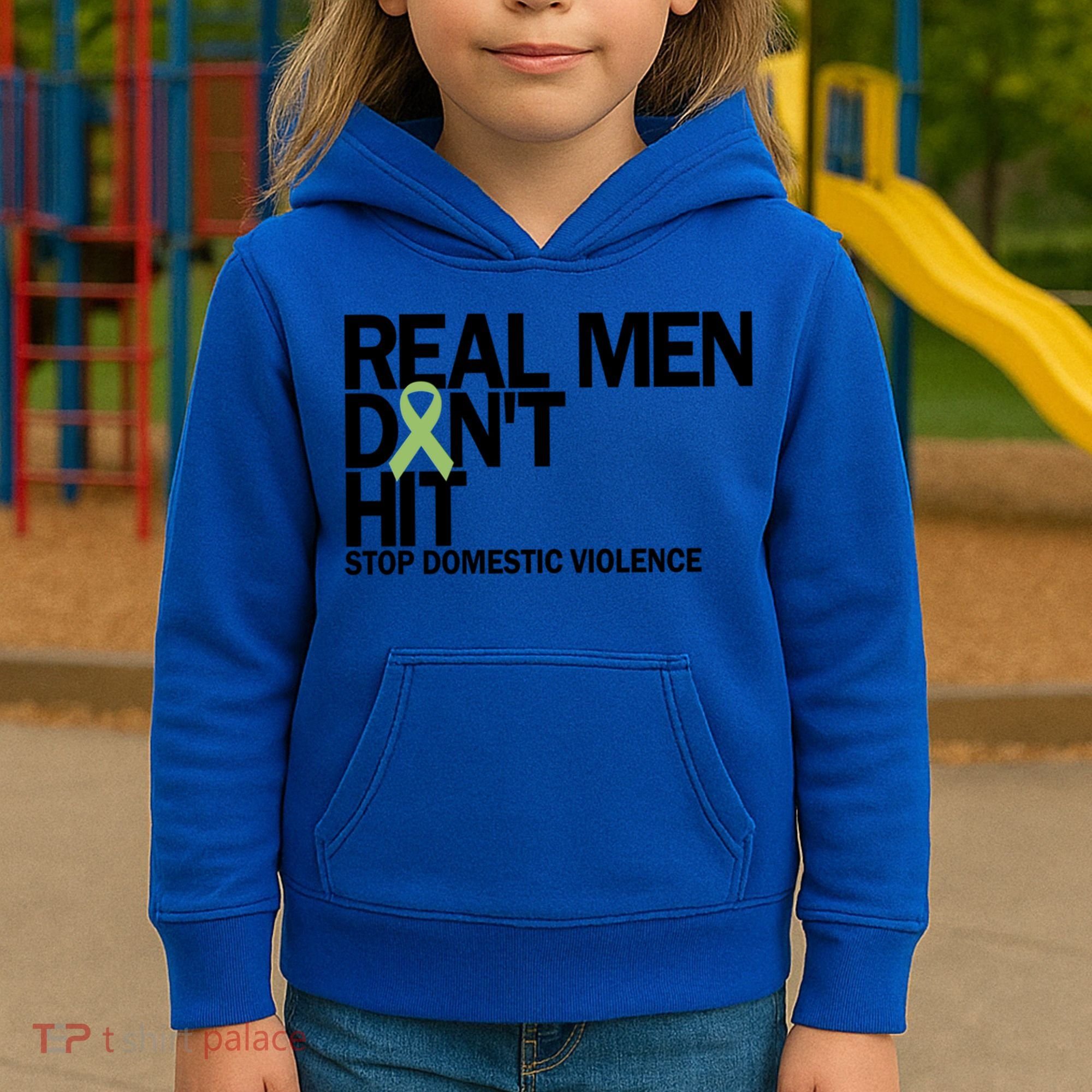 Real Don't Hit Stop Domestic Violence Awareness Cool Gift Kids Hoodie
