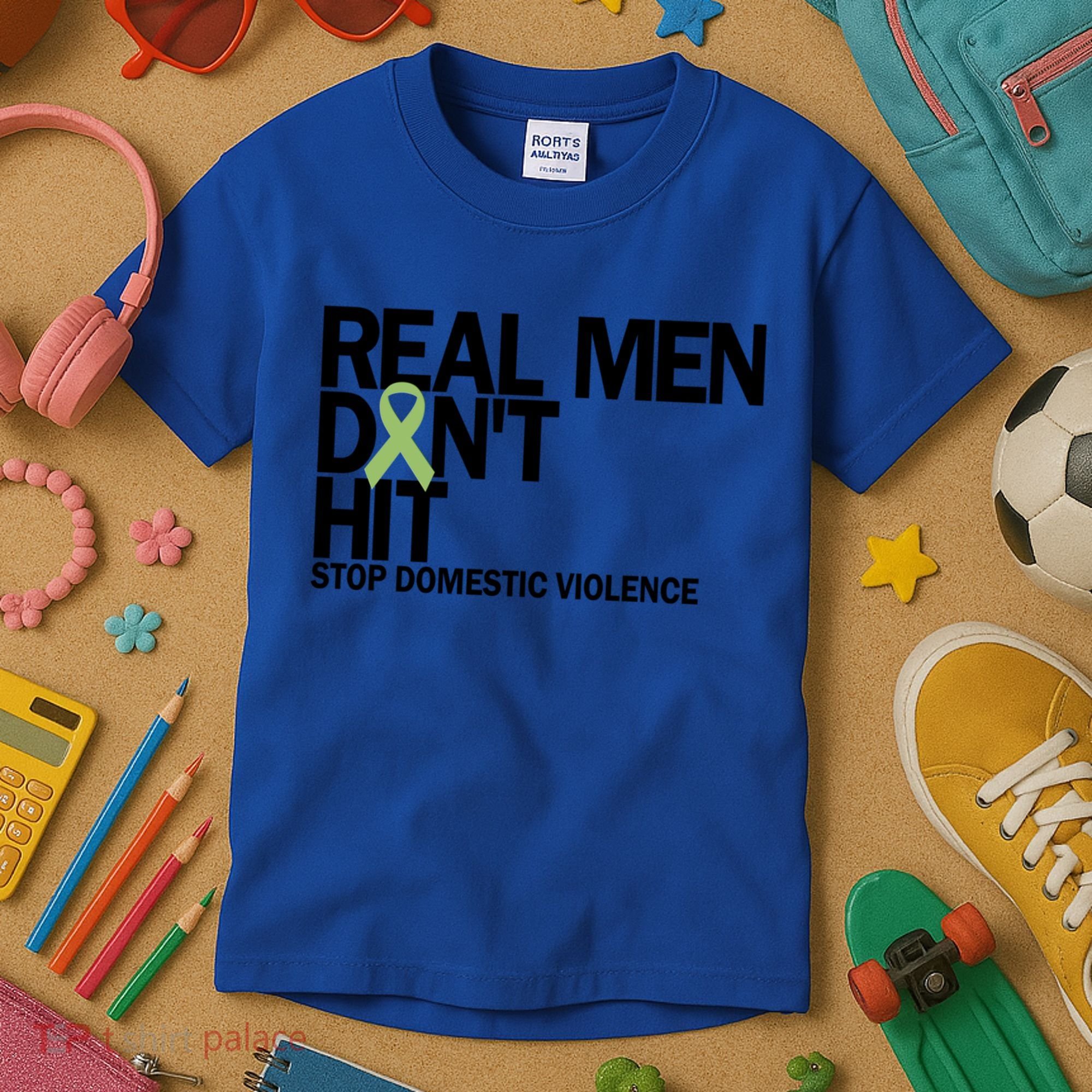 Real Don't Hit Stop Domestic Violence Awareness Cool Gift Kids T-Shirt