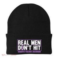 Real DonT Hit Domestic Violence Awareness Month Graphic Gift Beanie thumb 0
