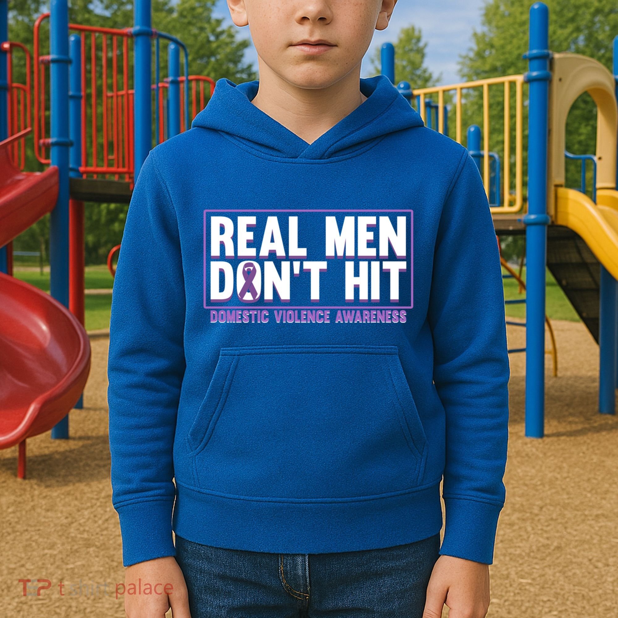 Real DonT Hit Domestic Violence Awareness Month Graphic Gift Kids Hoodie