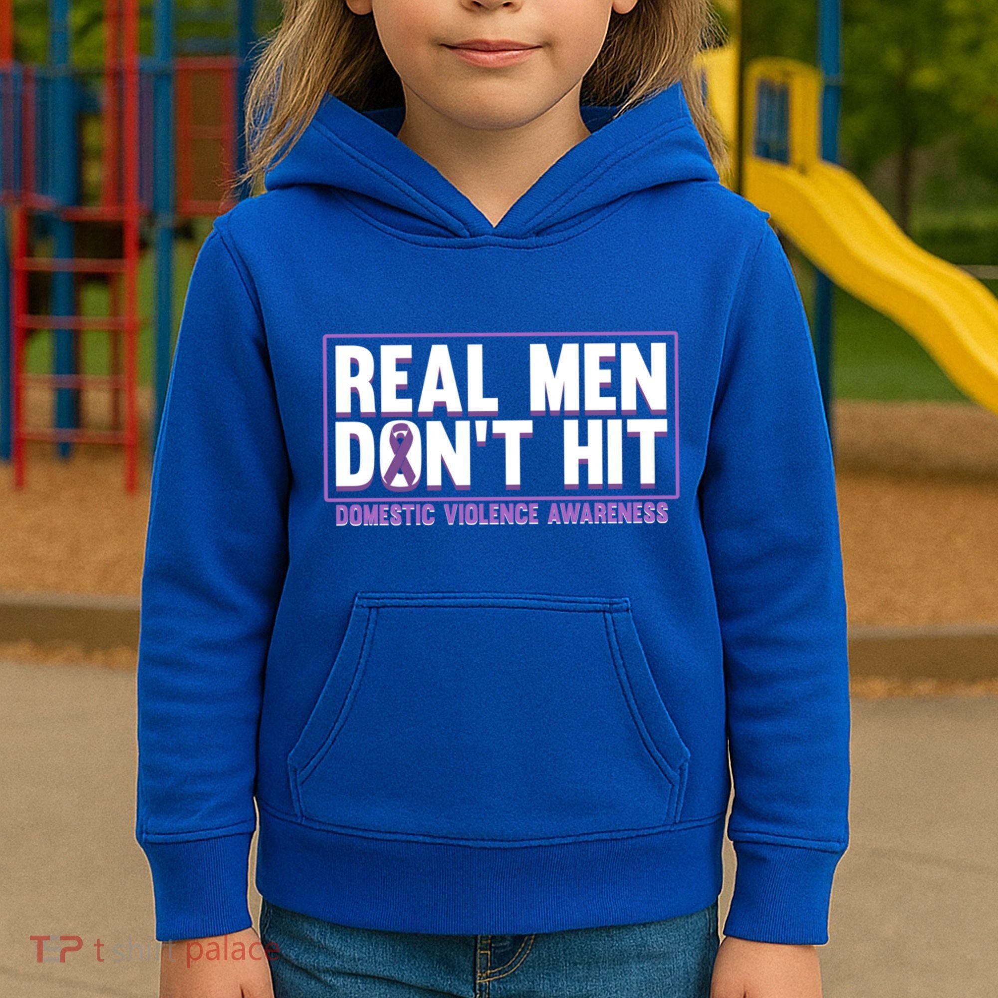 Real DonT Hit Domestic Violence Awareness Month Graphic Gift Kids Hoodie