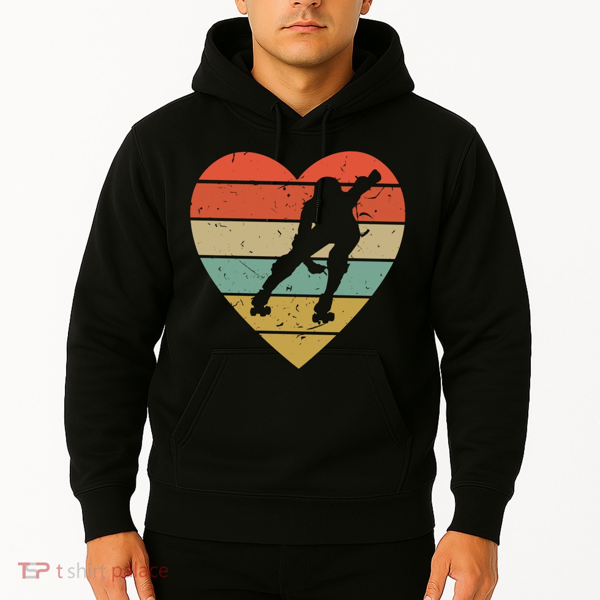 Roller Derby Heart Retro Skater Player Hoodie