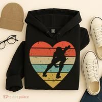Roller Derby Heart Retro Skater Player Hoodie thumb 4