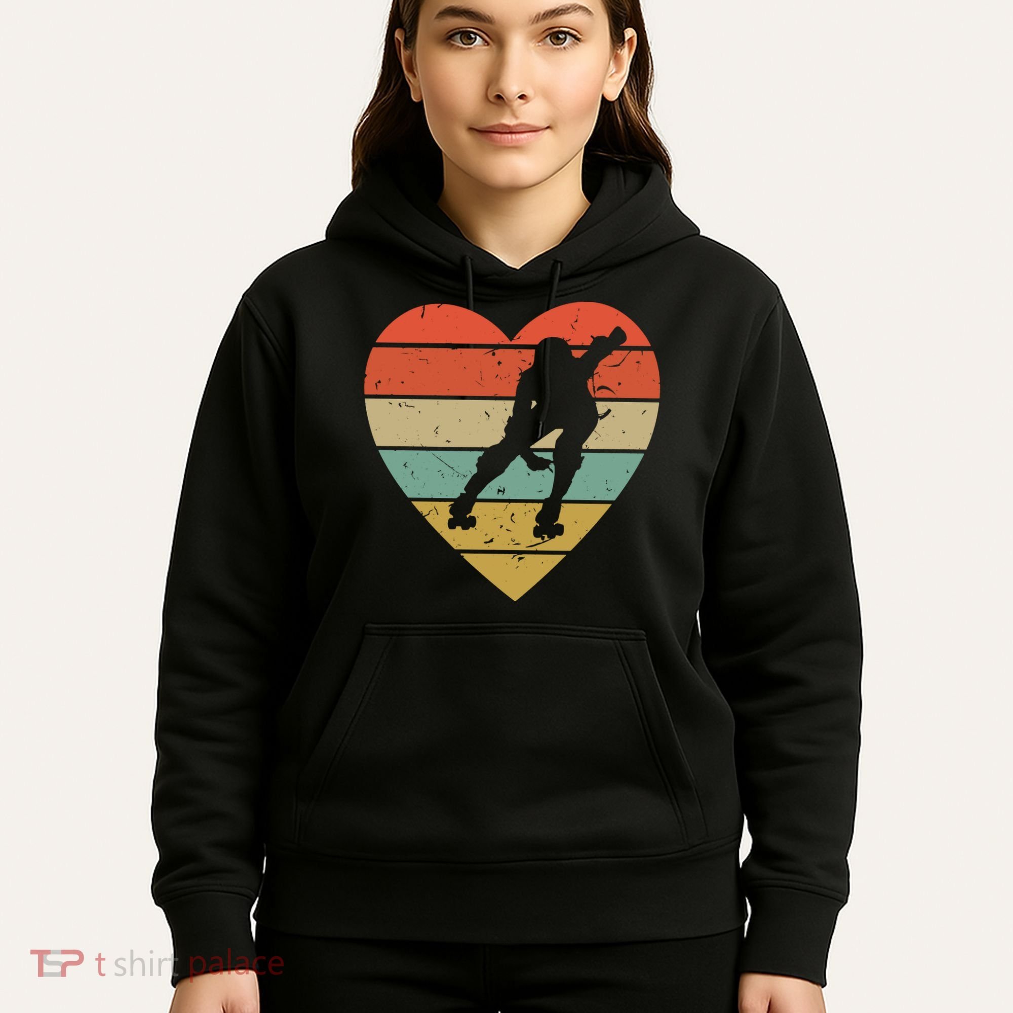 Roller Derby Heart Retro Skater Player Hoodie