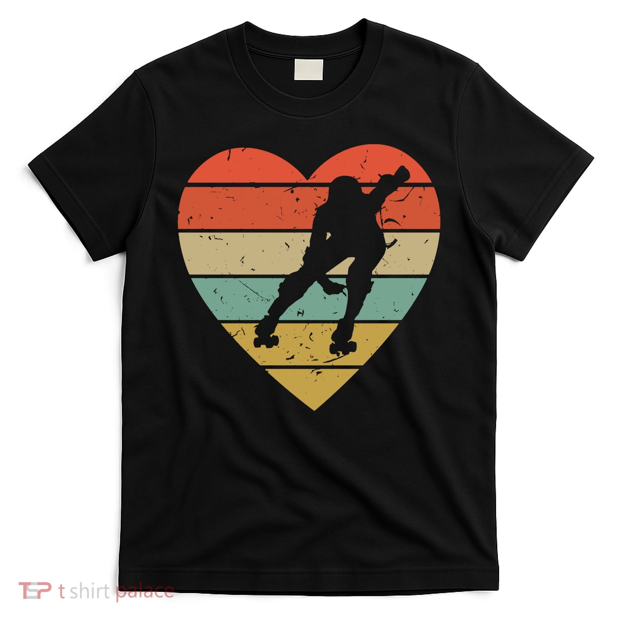 Roller Derby Heart Retro Skater Player T-Shirt