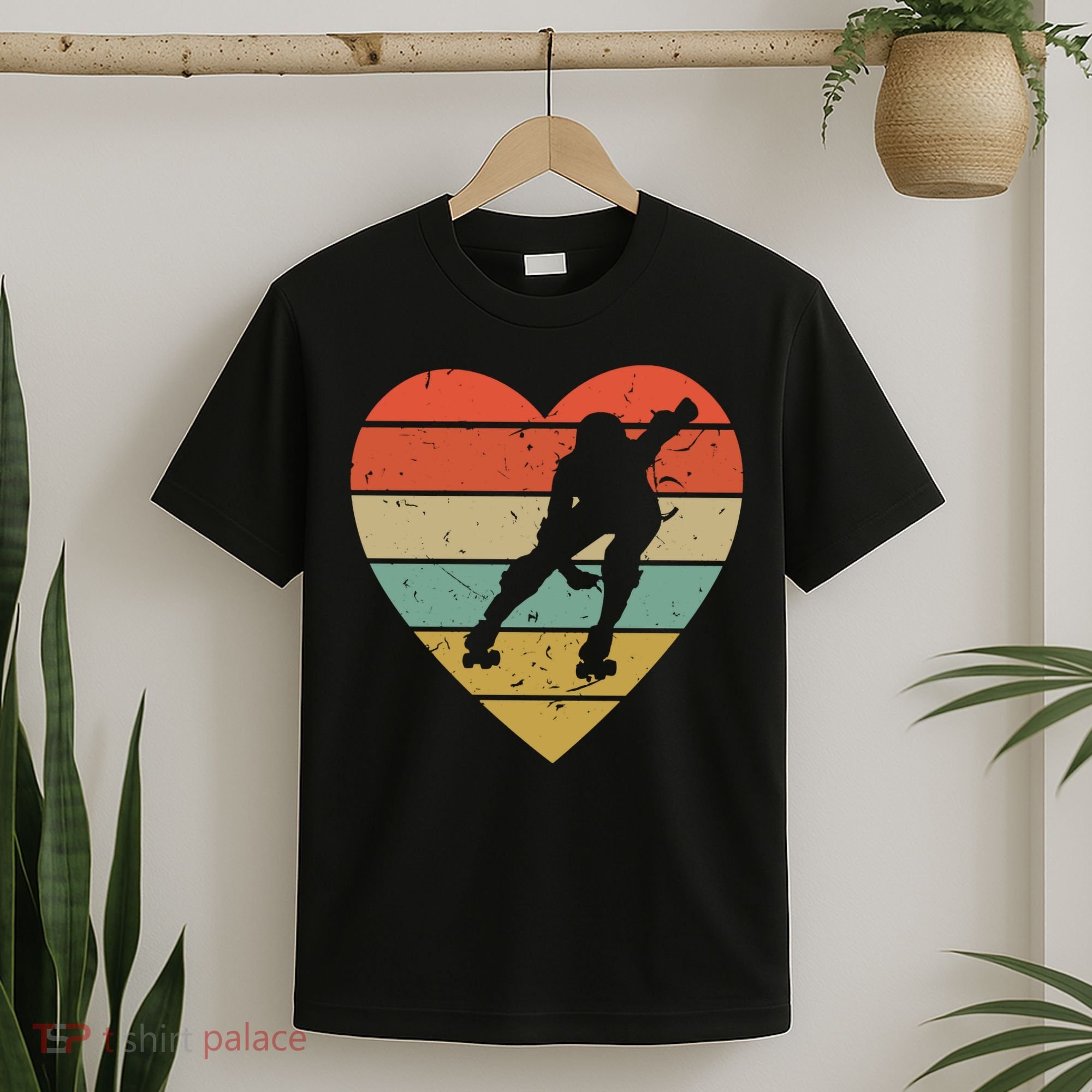 Roller Derby Heart Retro Skater Player T-Shirt