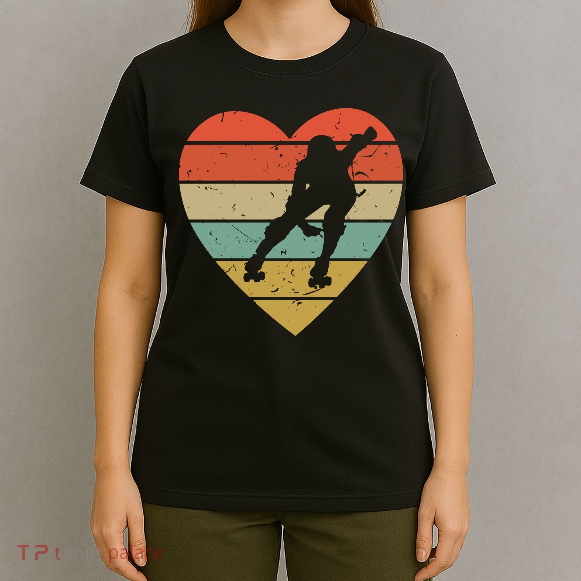 Roller Derby Heart Retro Skater Player T-Shirt