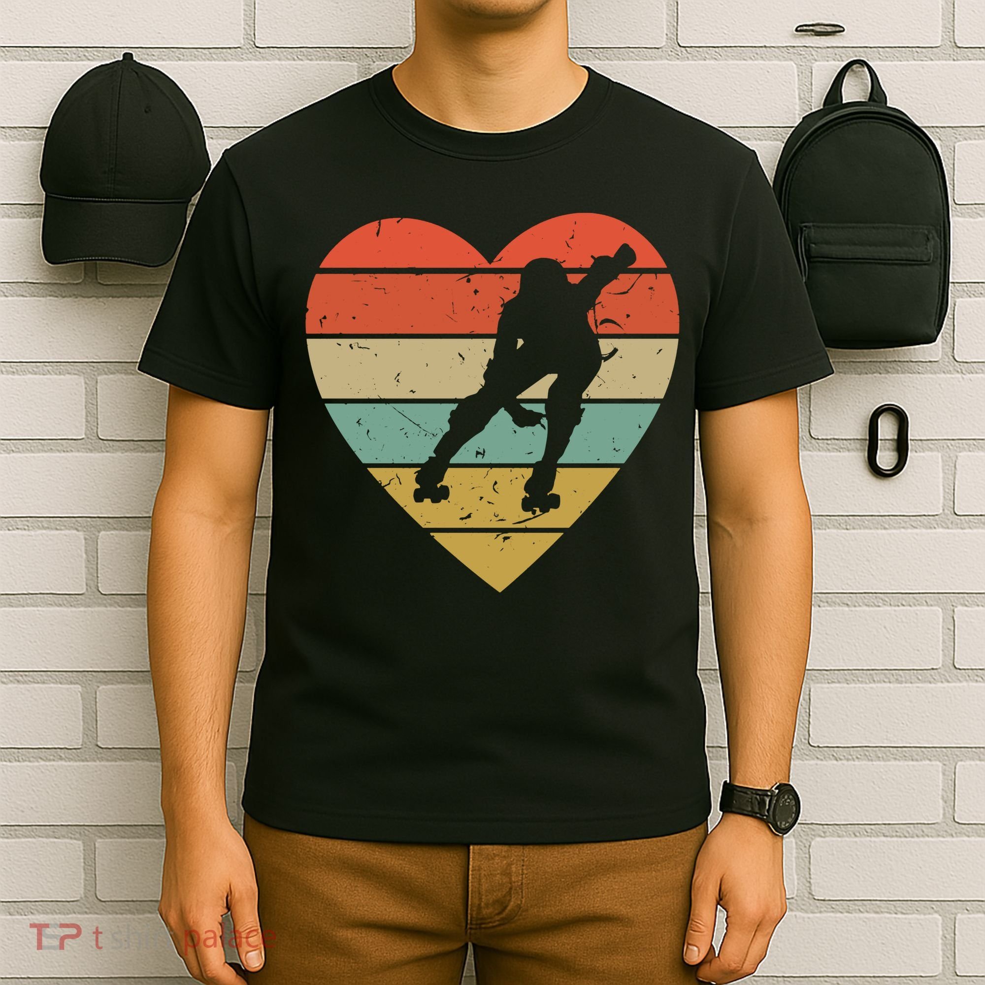 Roller Derby Heart Retro Skater Player T-Shirt
